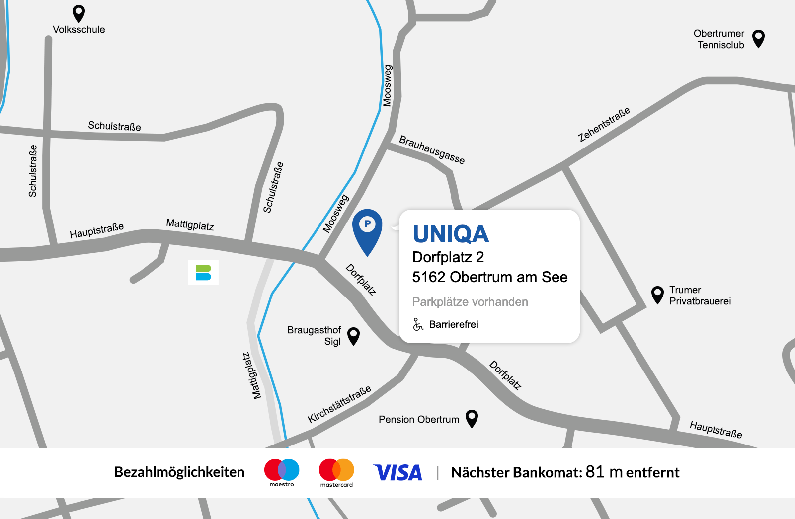 Eine detaillierte gezeichnete Karte der UNIQA Generalagentur Helmut Moßhammer